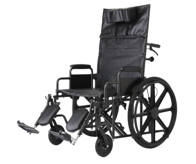24 Inch Reclining Wheelchair with Elevating Leg Rests V316912