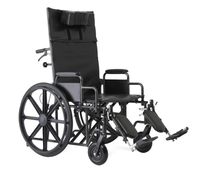 24 Inch Reclining Wheelchair with Elevating Leg Rests V316912