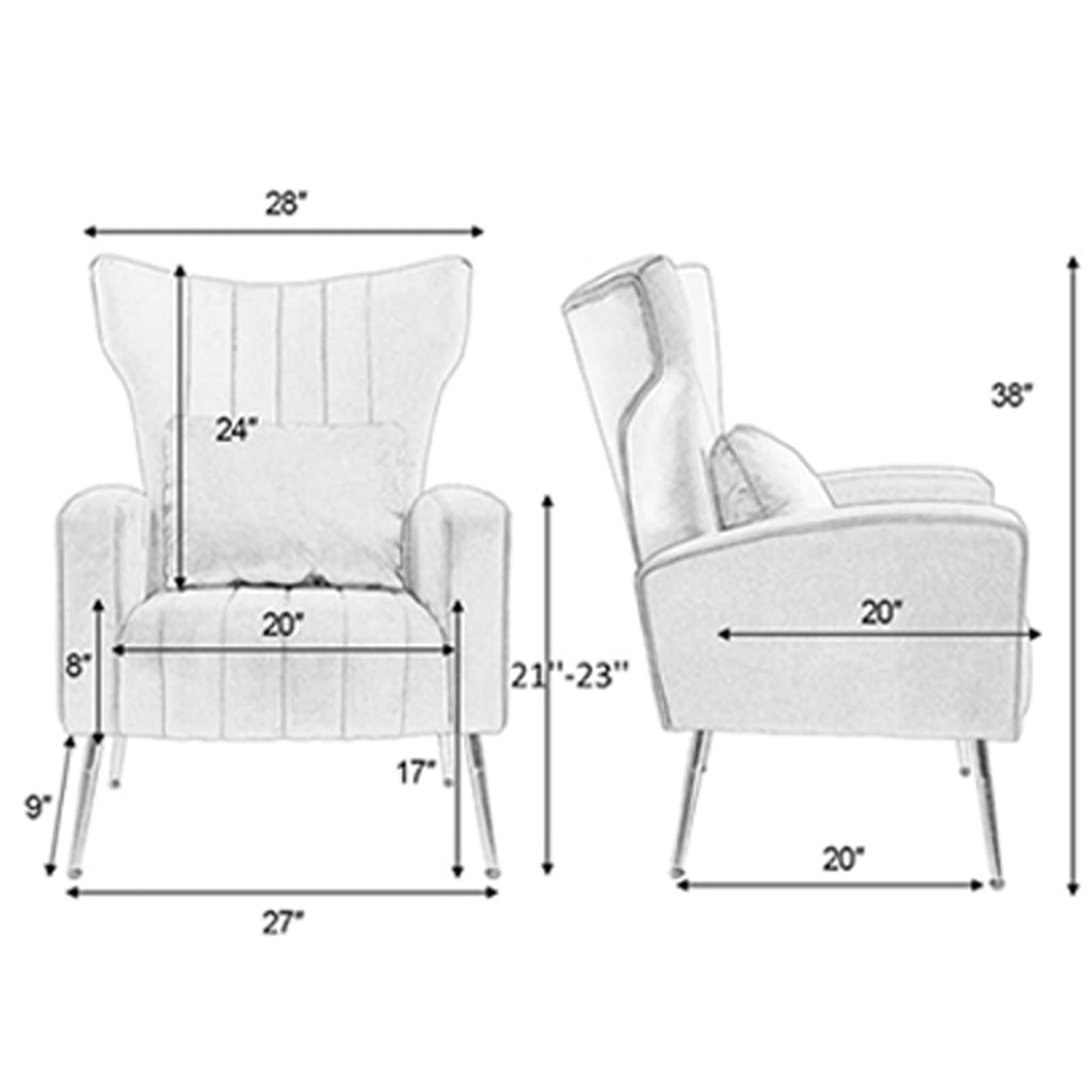 Green Velvet Accent Chairs Set of 2 with Lumbar Pillow Z698173