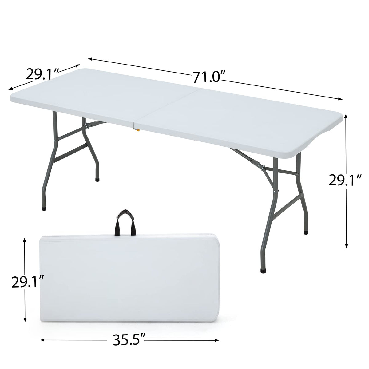 6FT White Plastic Folding Table with Carrying Handle R518