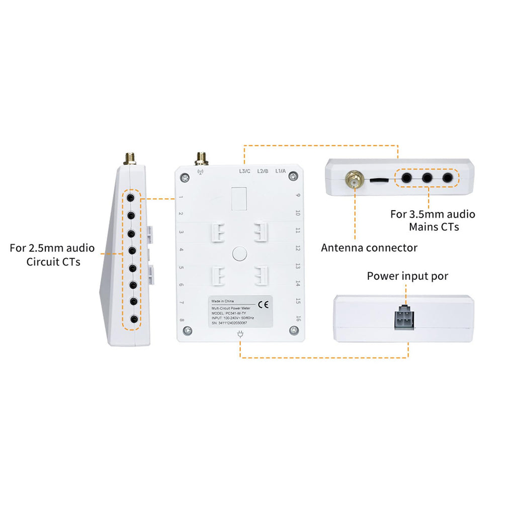 WiFi 3 Phase 4 Wire Bidirectional Energy Meter with Sensors J182
