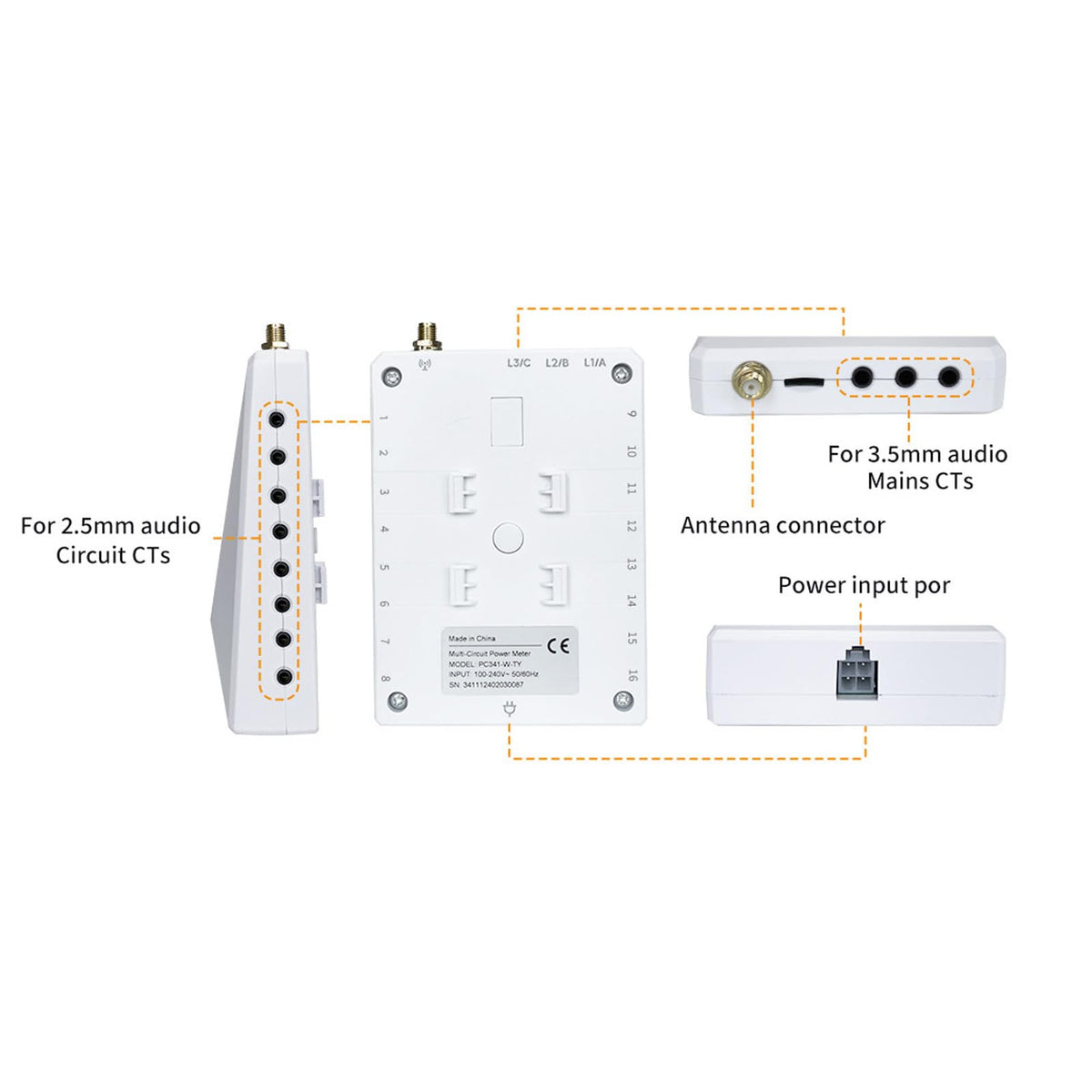 WiFi 3 Phase 4 Wire Bidirectional Energy Meter with Sensors J182
