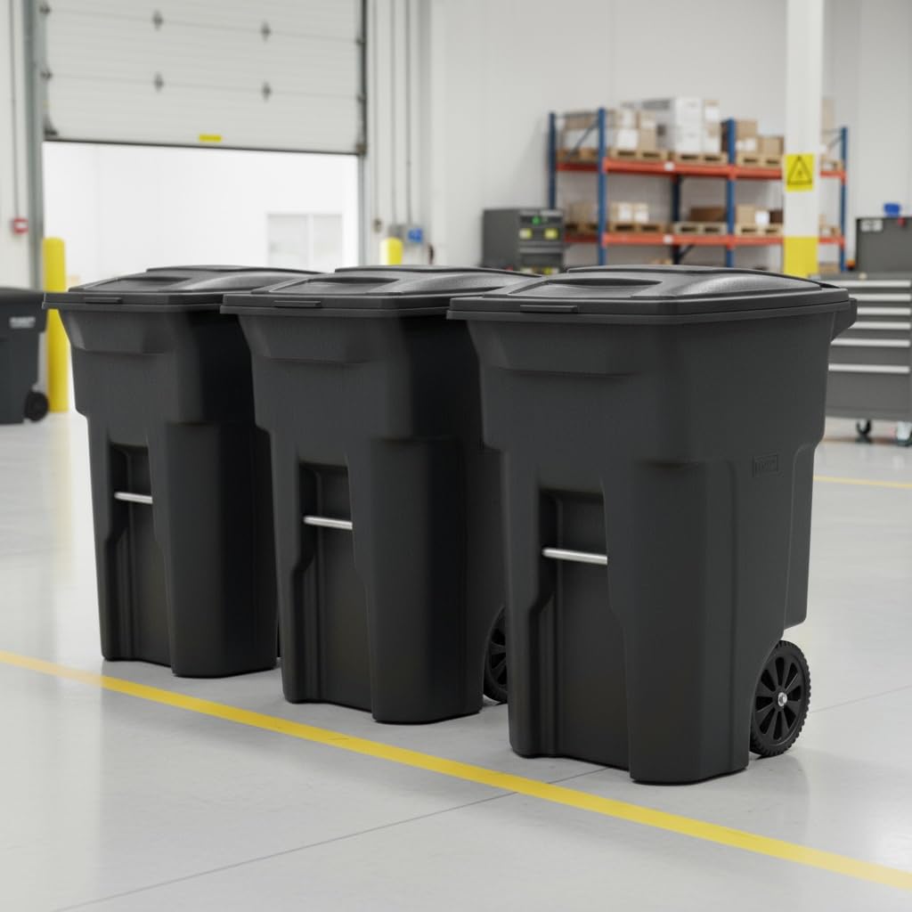 48 Gallon Garbage Cans Trash Cans With 2 Wheels And Lid Heavy Duty K12971