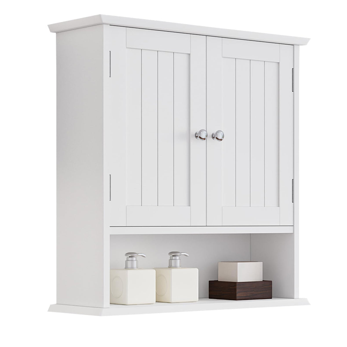 Wall Mount Bathroom Cabinet with 2 Doors and Open Shelf N708