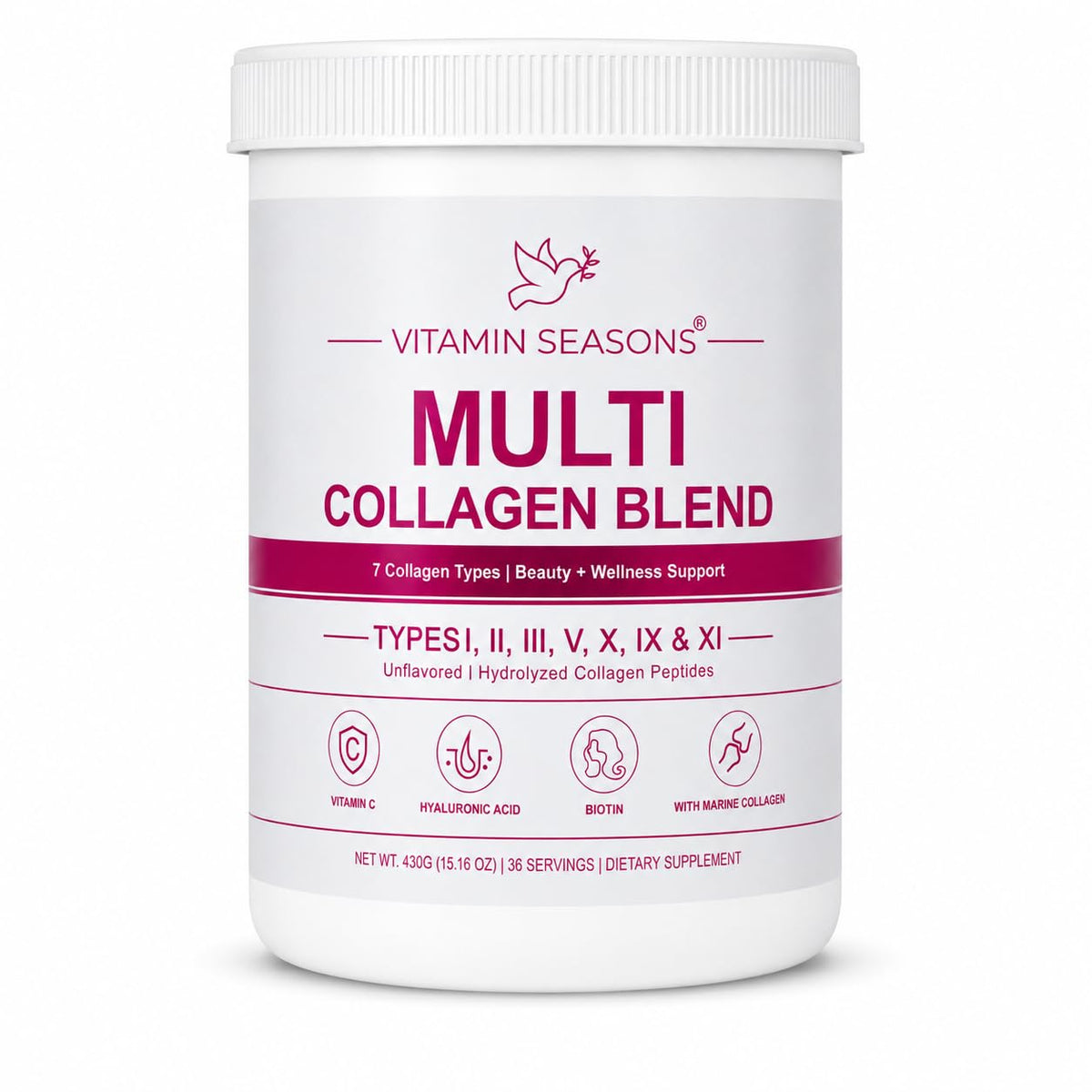 Unflavored Hydrolyzed Collagen Peptides Powder 15.16 oz I70869