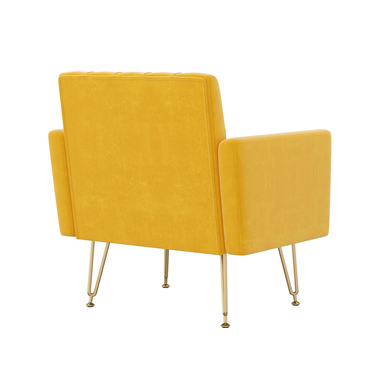 Orange-Yellow Velvet Single Sofa Chair with Gold Metal Legs E782961