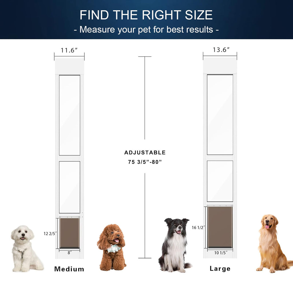 Adjustable Height Aluminum Frame Sliding Glass Door Dog Door M5031