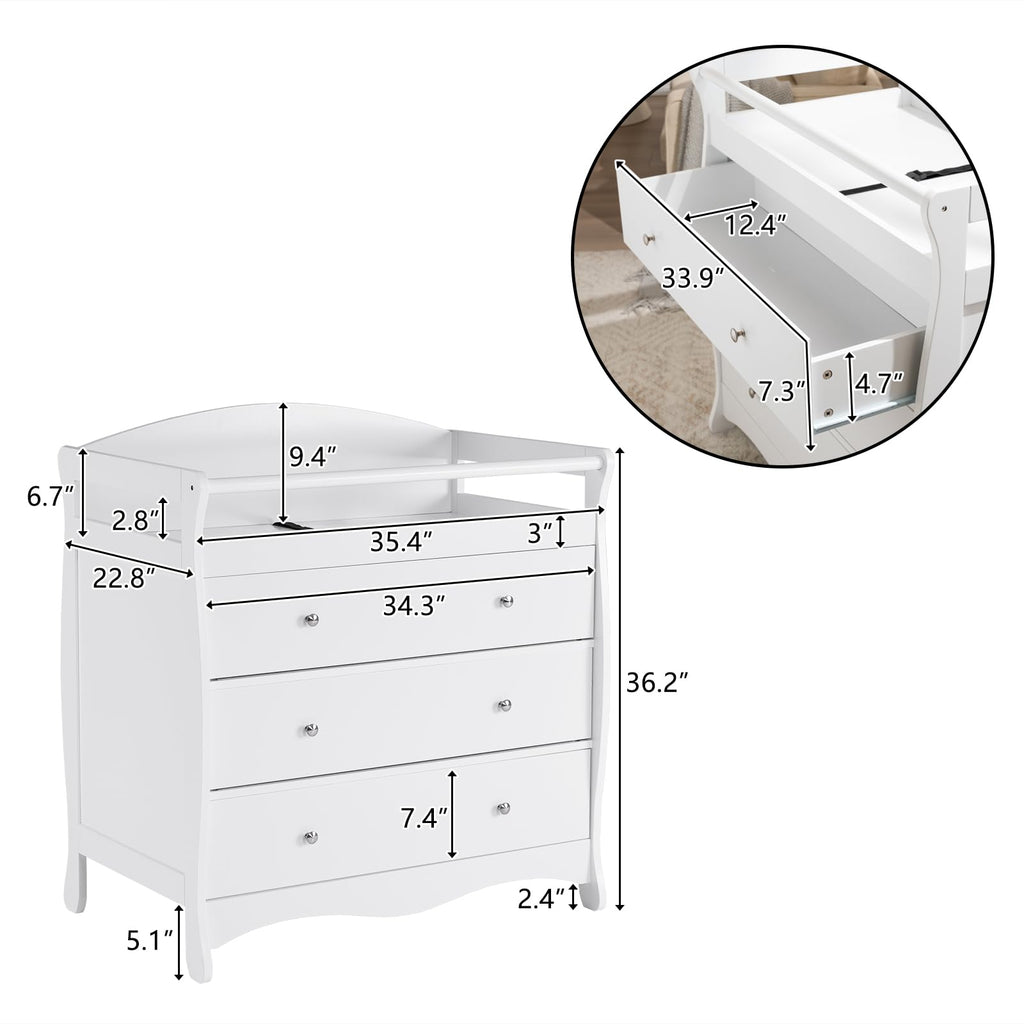 White Changing Table Dresser B772
