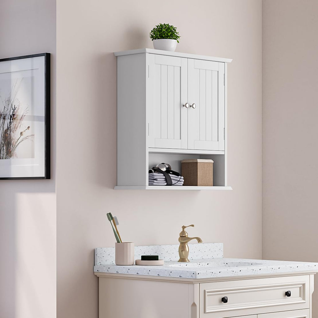 Wall Mount Bathroom Cabinet with 2 Doors and Open Shelf N708