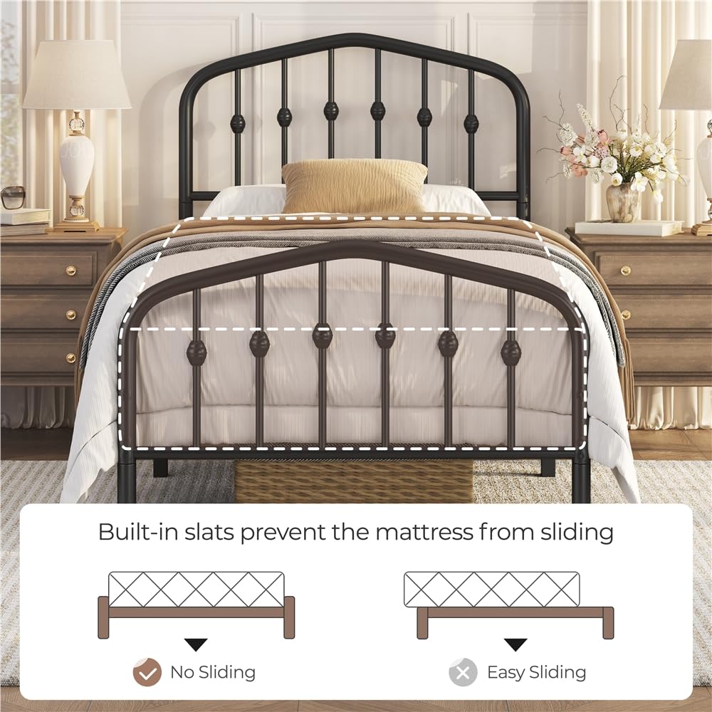 Twin Metal Bed Frame with Victorian Headboard I231