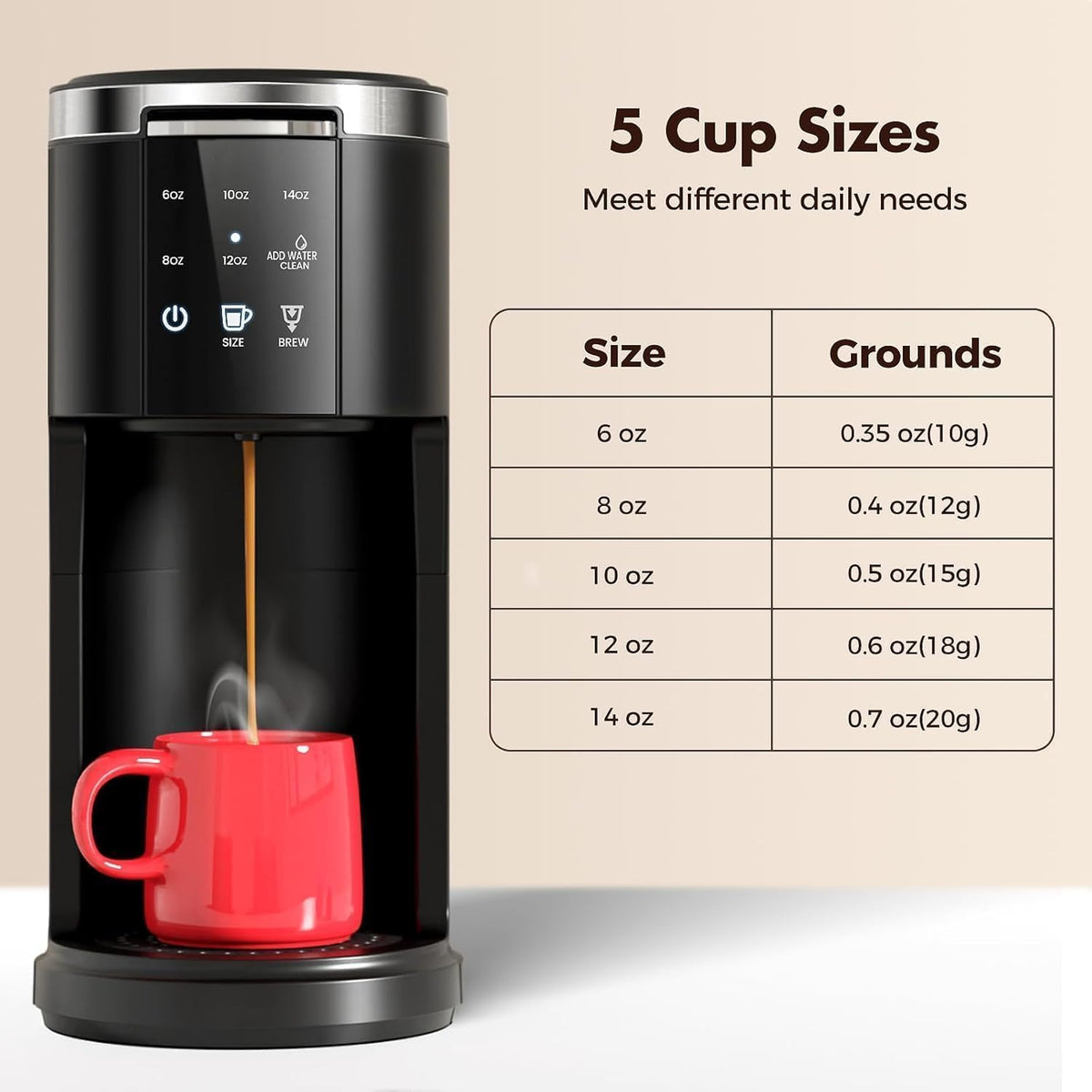 Single Serve 2 in 1 Coffee Maker with 40oz Removable Water Reservoir U50958