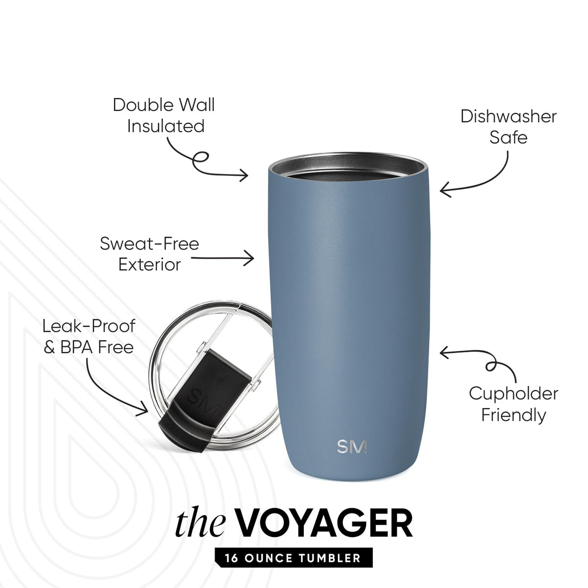 Blue 16oz Travel Coffee Mug with Lid T3448