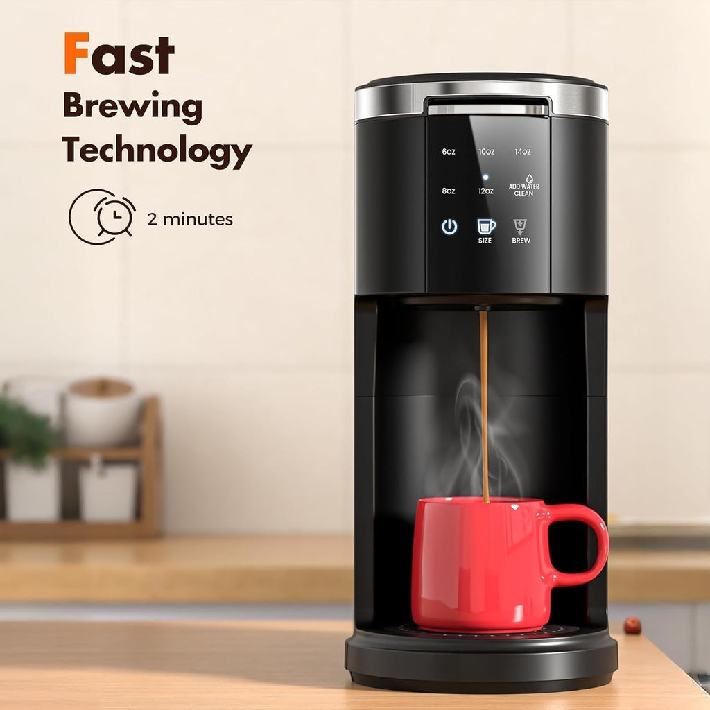 Single Serve 2 in 1 Coffee Maker with 40oz Removable Water Reservoir U50958