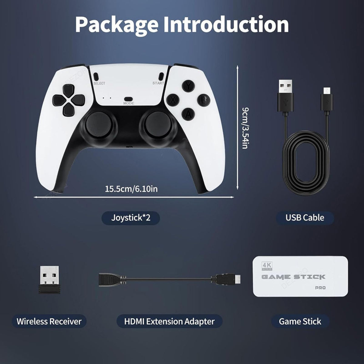 Wireless Retro Game Stick with 20000+ Classic Games, 4K HDMI, Dual 2.4G Controllers, 128GB X937695