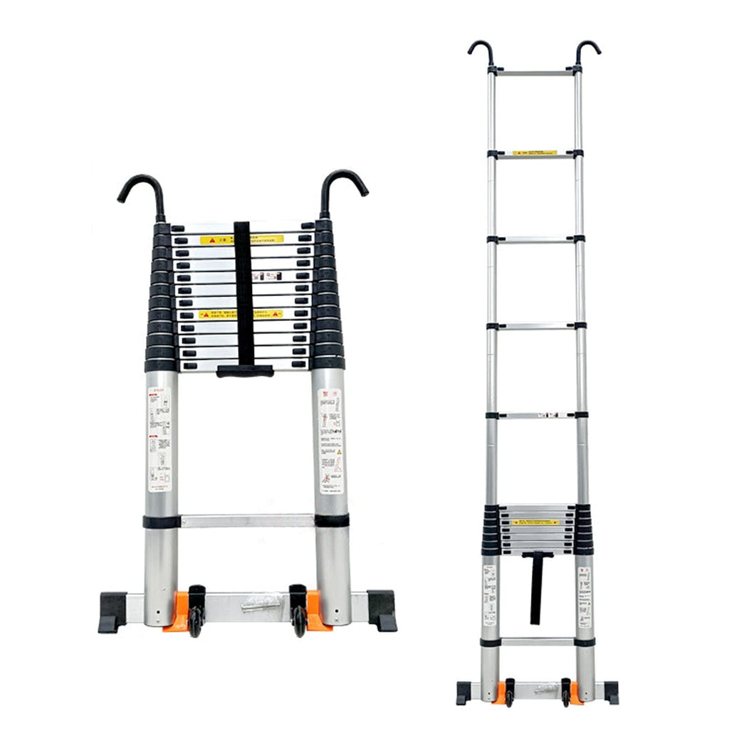 Telescopic Ladder 20ft/23ft/26ft Aluminum with Hook & Stabilizer Bar Z492