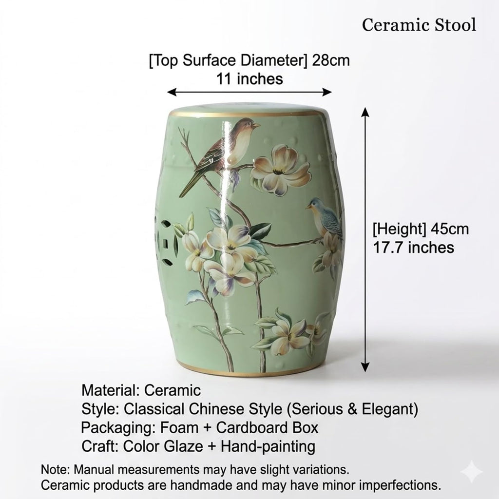 Hand-Painted Blue White Ceramic Garden Stool I1571