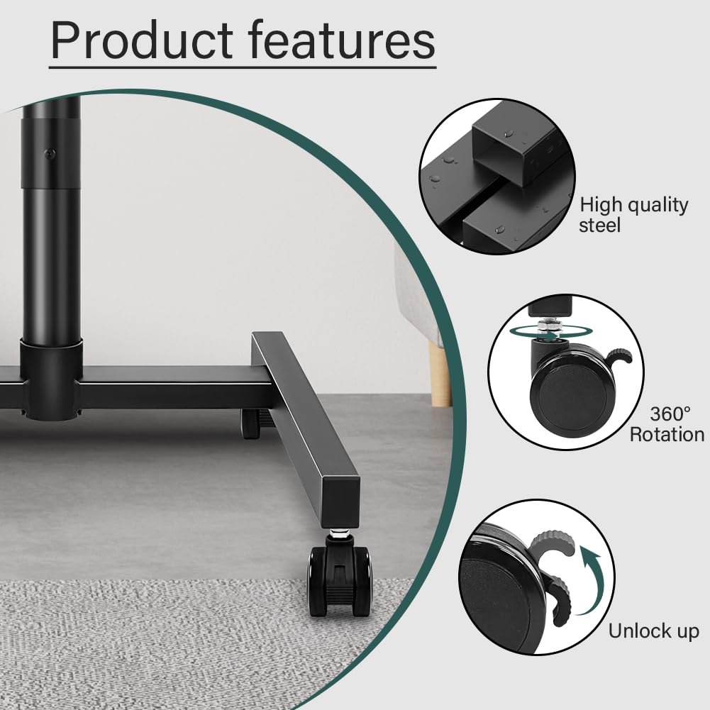 Rolling TV Stand with Wheels for 32-55Inch Screens up to 55lbs Black H33953