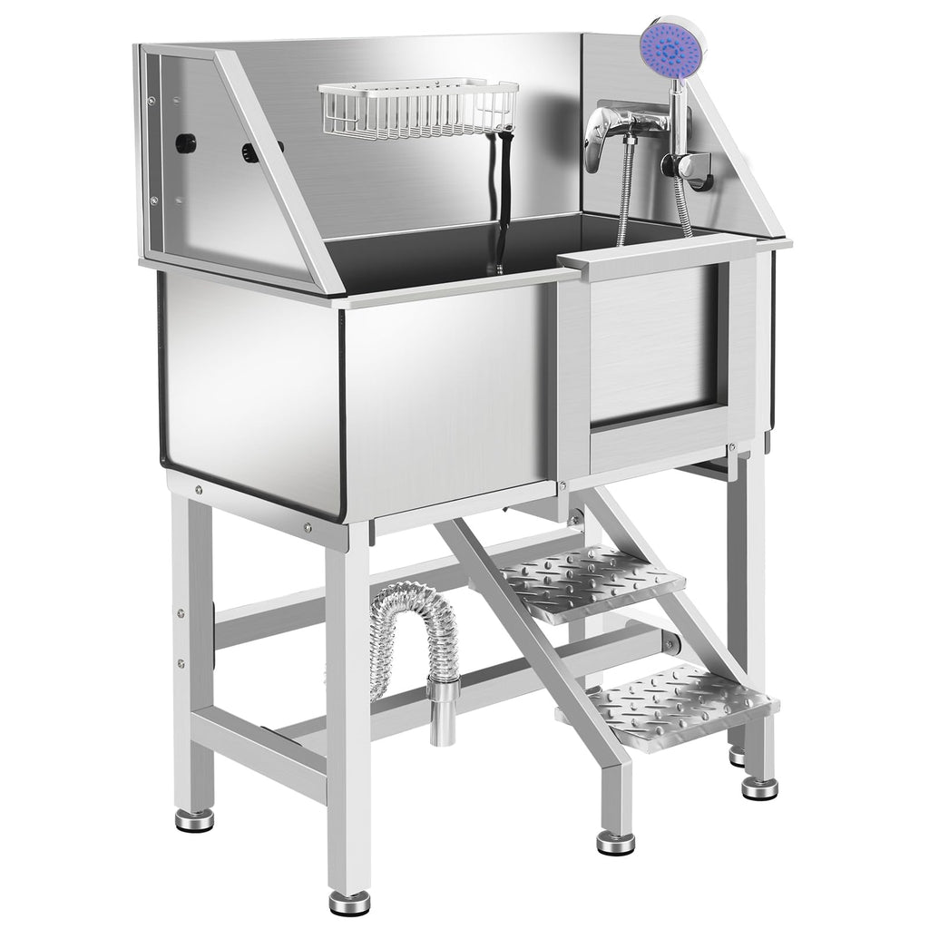 Stainless Steel Dog Washing Station with Stairs I60712