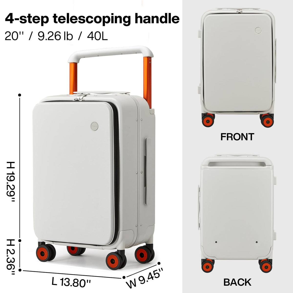 20 Inch Carry On Luggage Aluminum Frame Spinner Wheels H855