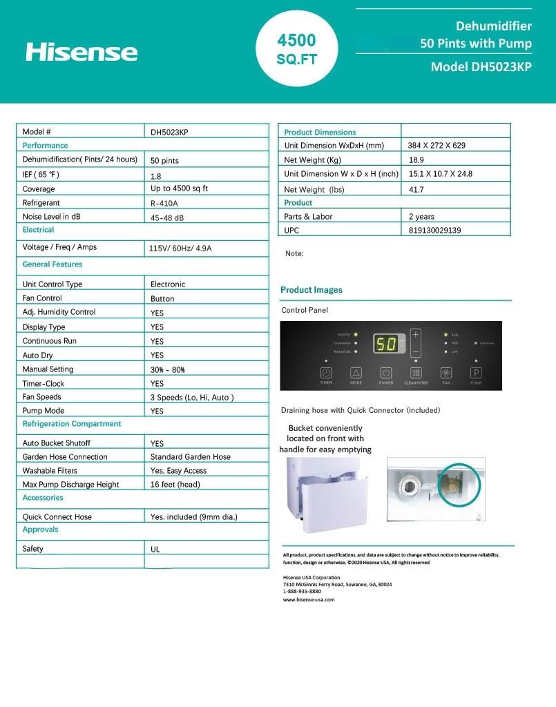 50 Pint Dehumidifier with Slide-out Bucket B113
