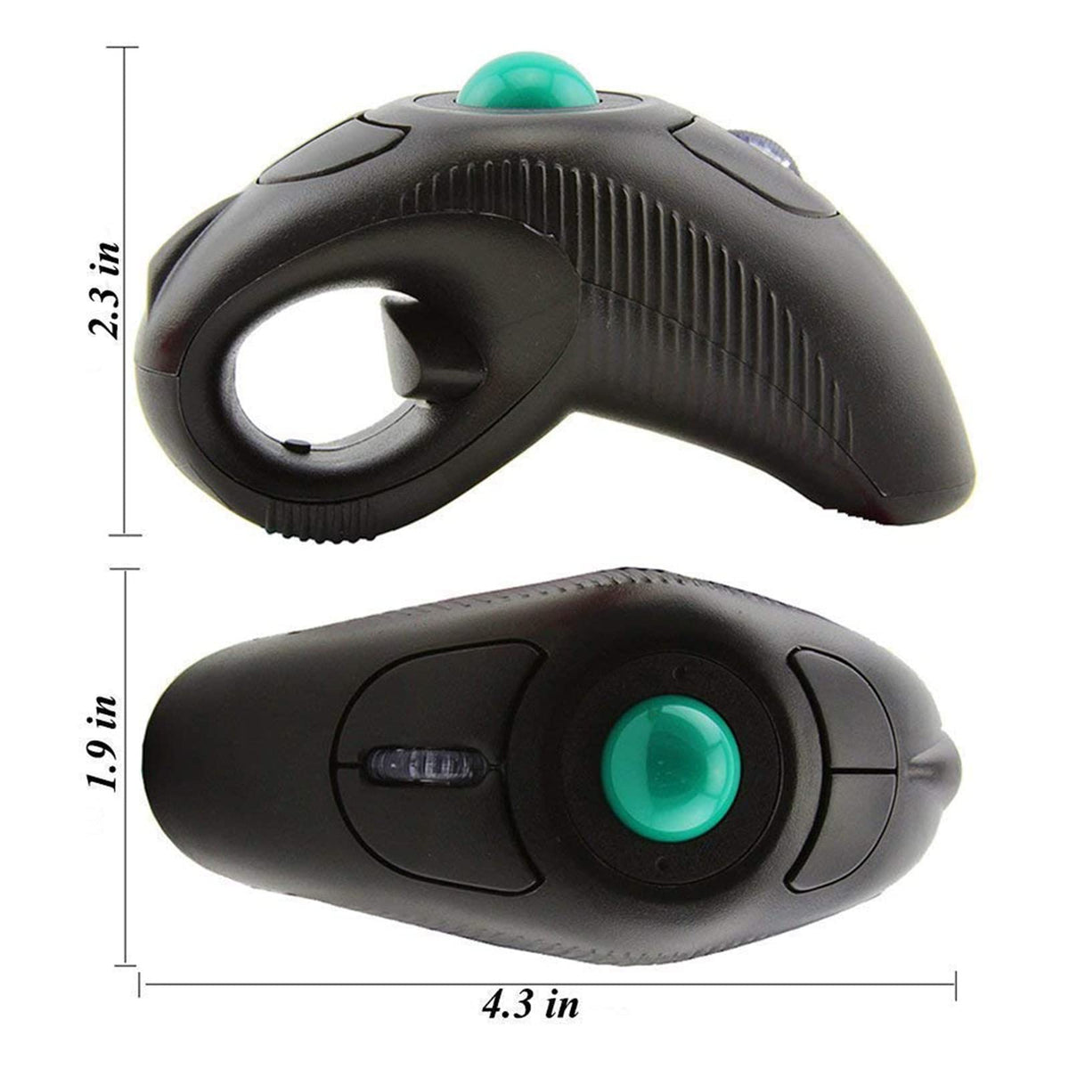 Wireless 2.4G USB Ergonomic Trackball Handheld Finger Mouse Y44507