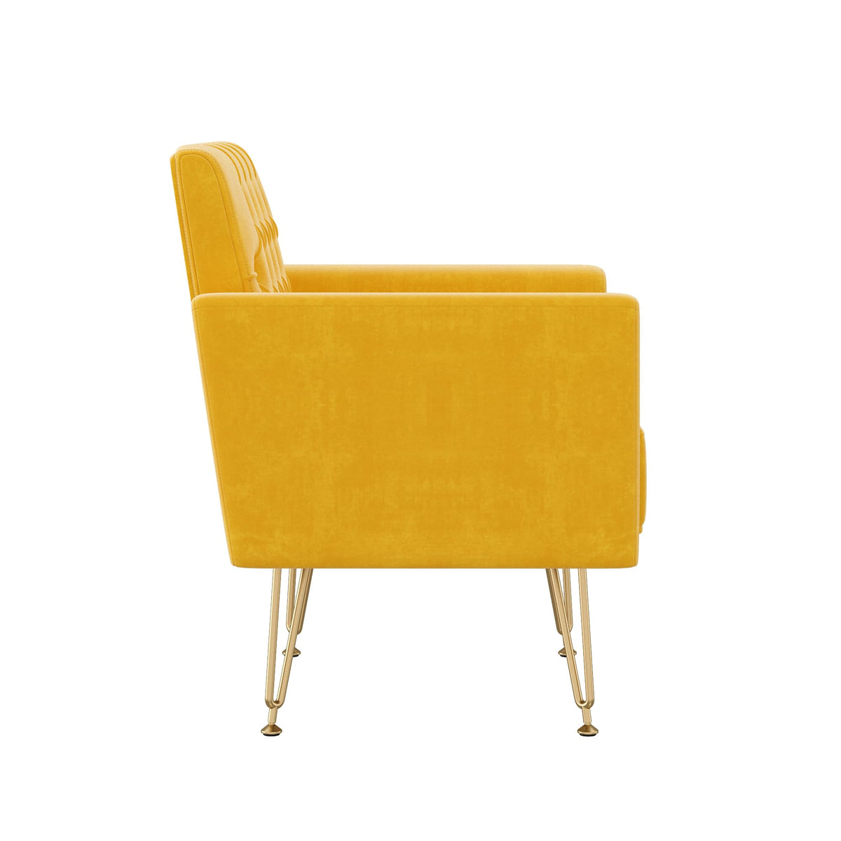Orange-Yellow Velvet Single Sofa Chair with Gold Metal Legs E782961