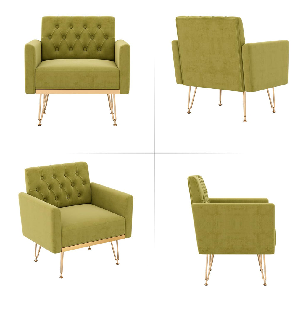 Green Velvet Accent Chair with Arm J992821