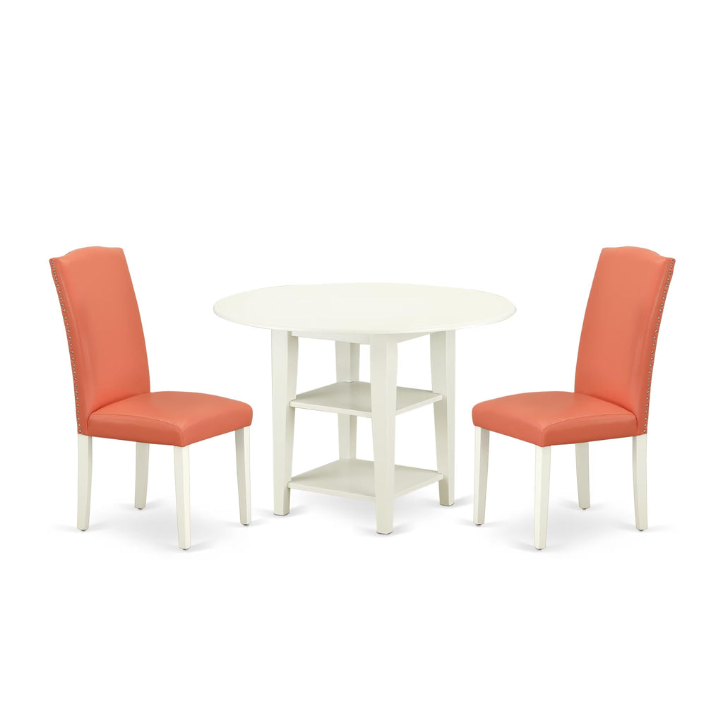 3 Piece Dining Table Set with 2 Faux Leather Chairs L888765