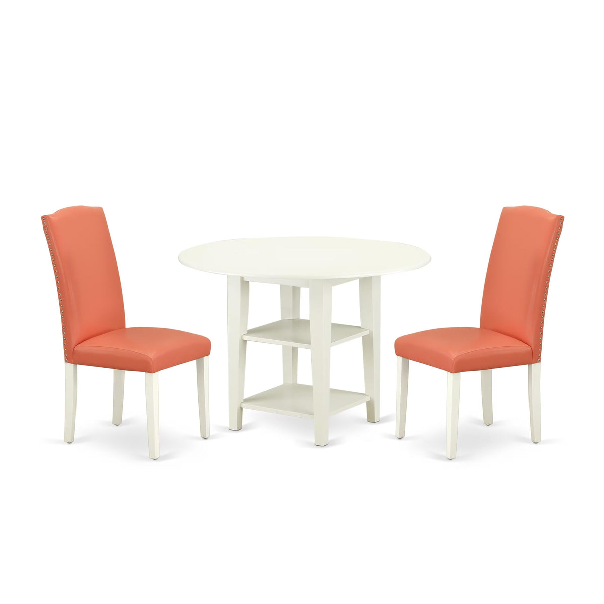 3 Piece Dining Table Set with 2 Faux Leather Chairs L888765