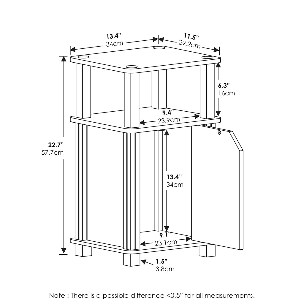 3-Tier Telephone Table with Cabinet, Set of 2 T61746