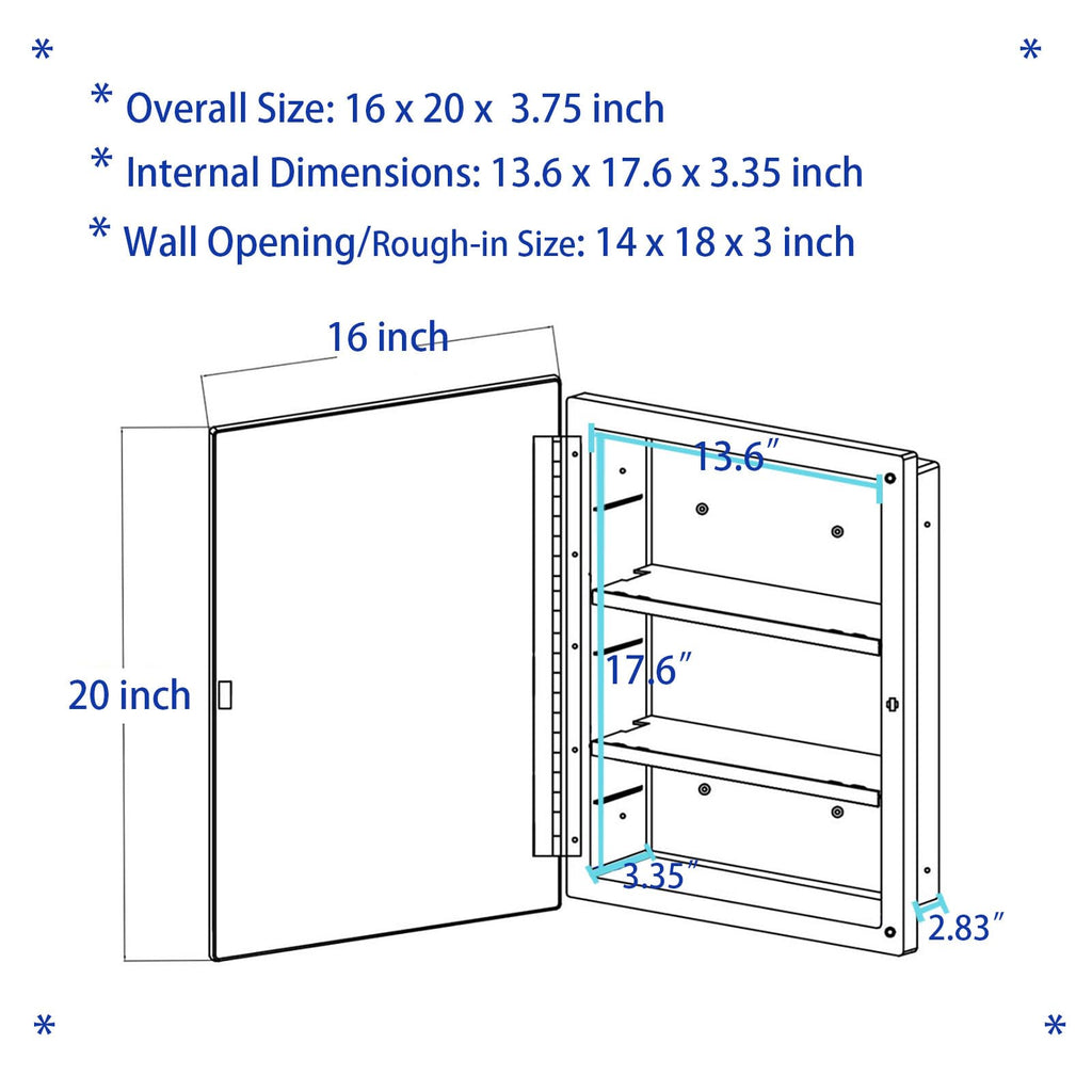 Plastic Medicine Mirror Cabinet 16 x 20 inch I25870