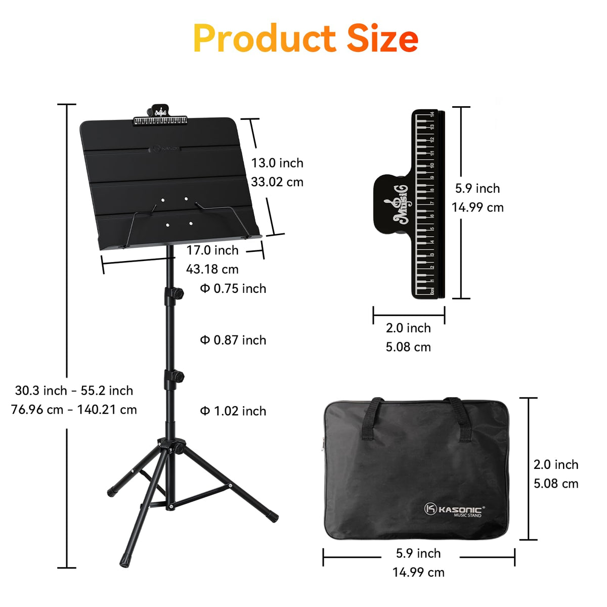 Folding Sheet Music Stand & Desktop Book Stand with Carrying Bag E558