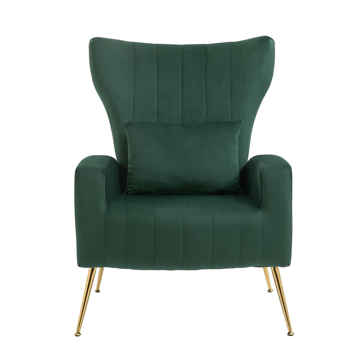 Green Velvet Accent Chairs Set of 2 with Lumbar Pillow Z698173
