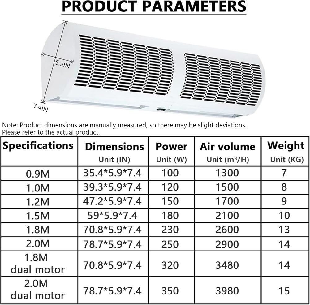 Wall Mounted Air Curtain, 2-Speed with Remote Control R3921
