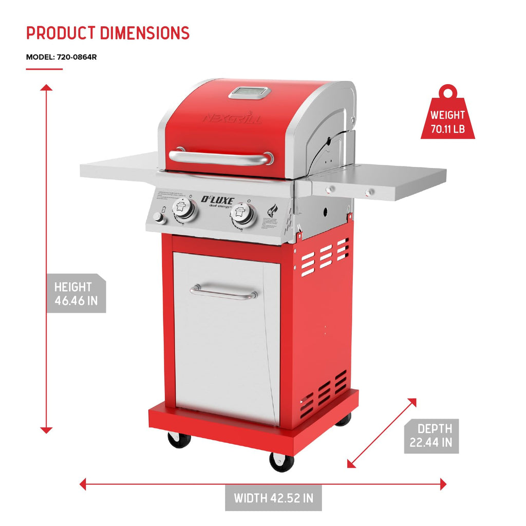 2 Burner Gas Grill with Foldable Shelves X948993