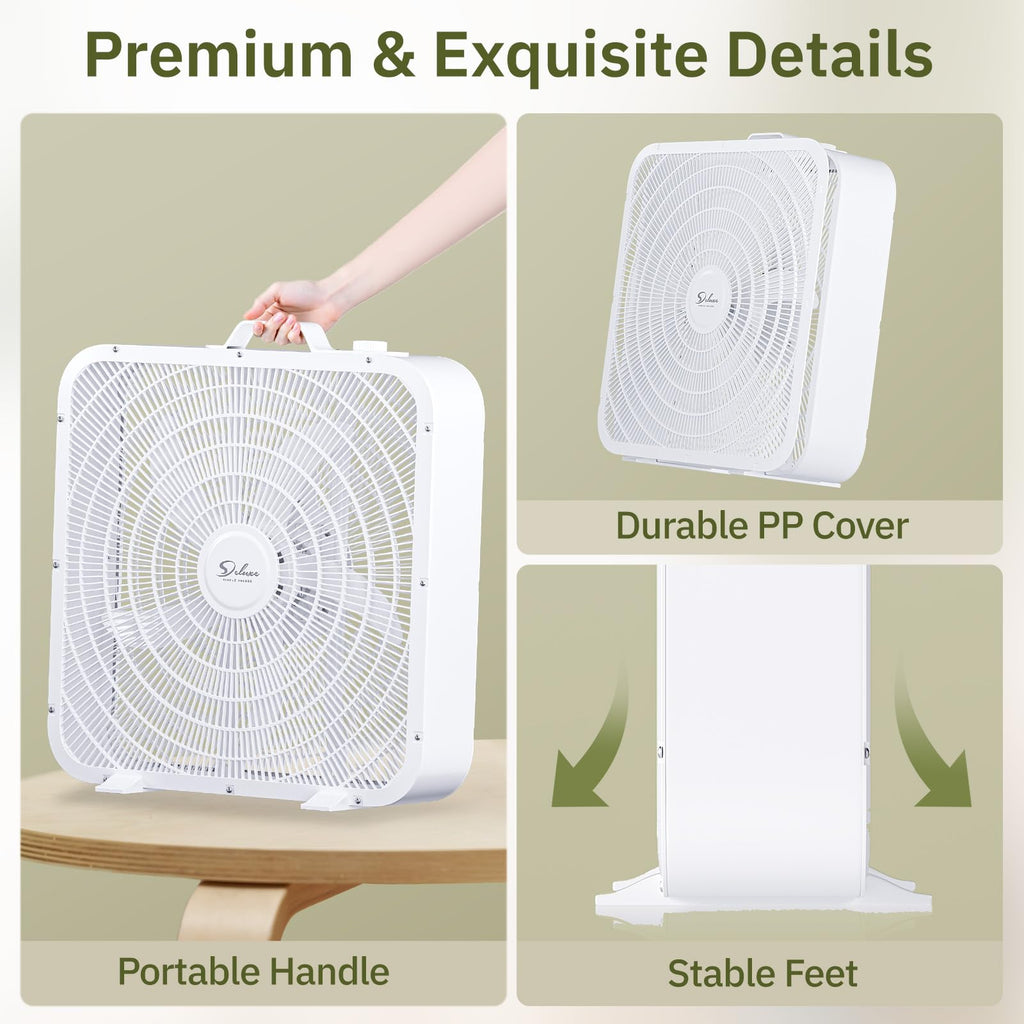 20” White 3-Speed Box Fan with Carry Handle C73610