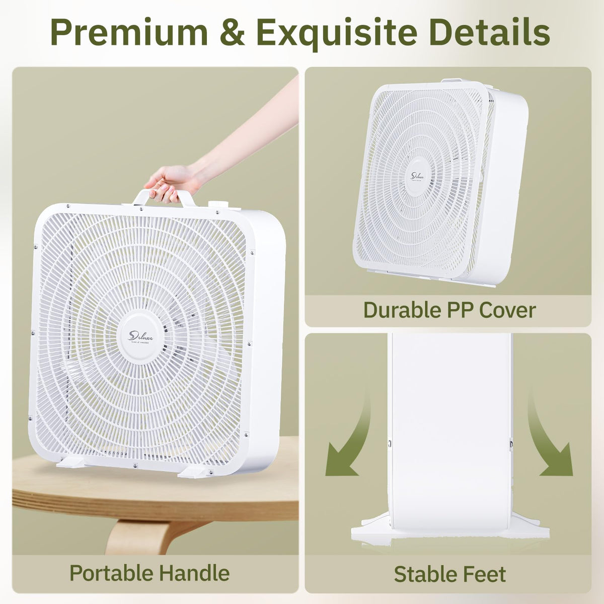 20” White 3-Speed Box Fan with Carry Handle C73610