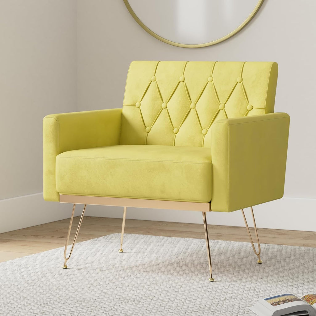 Green Velvet Accent Chair with Arm J992821