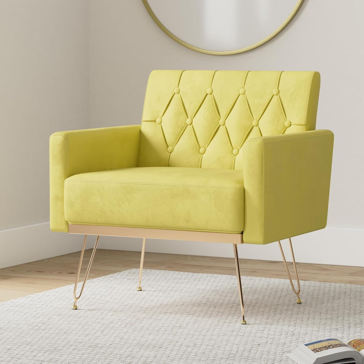 Green Velvet Accent Chair with Arm J992821