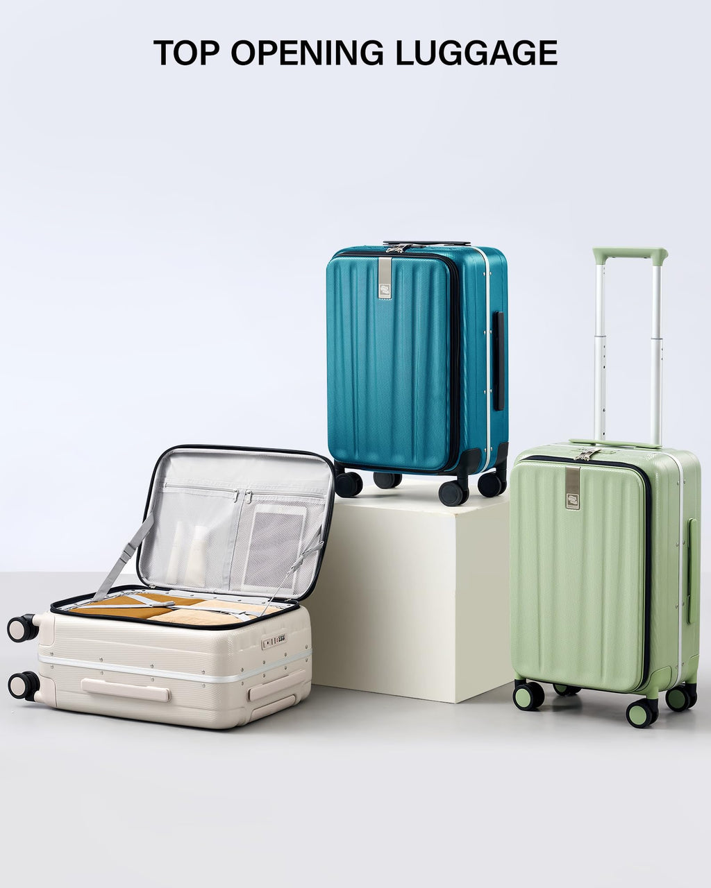20 Inch Carry On Luggage with Wheels PC Hard Shell Suitcase B108