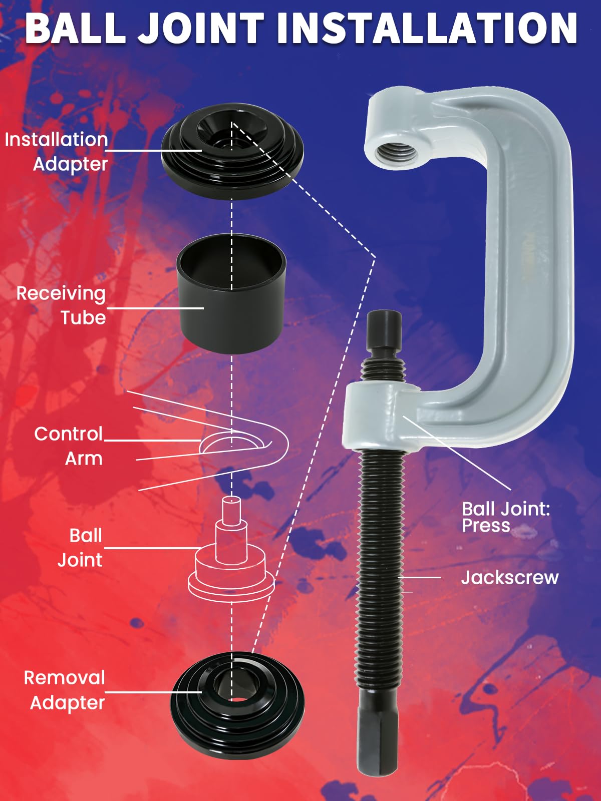 10 pcs Ball Joint Press & U Joint Removal Tool Kit with 4 * 4 Adapters T948