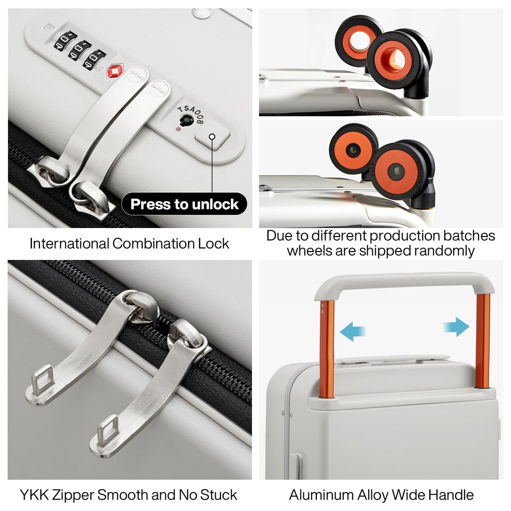 20 Inch Carry On Luggage Aluminum Frame Spinner Wheels H855