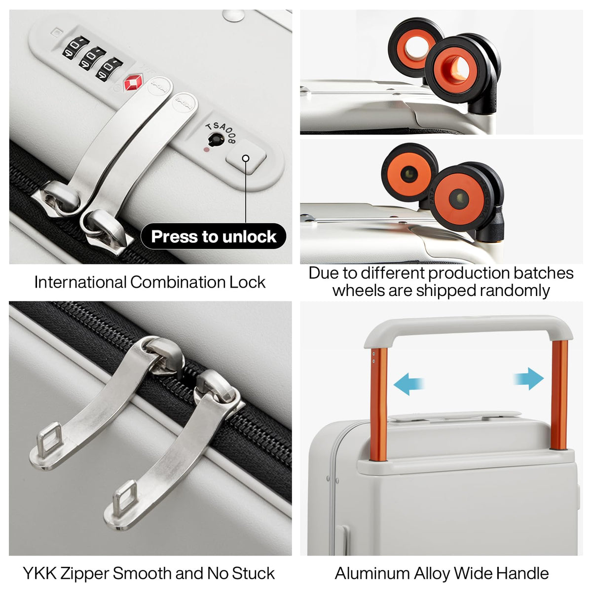 20 Inch Carry On Luggage Aluminum Frame Spinner Wheels H855