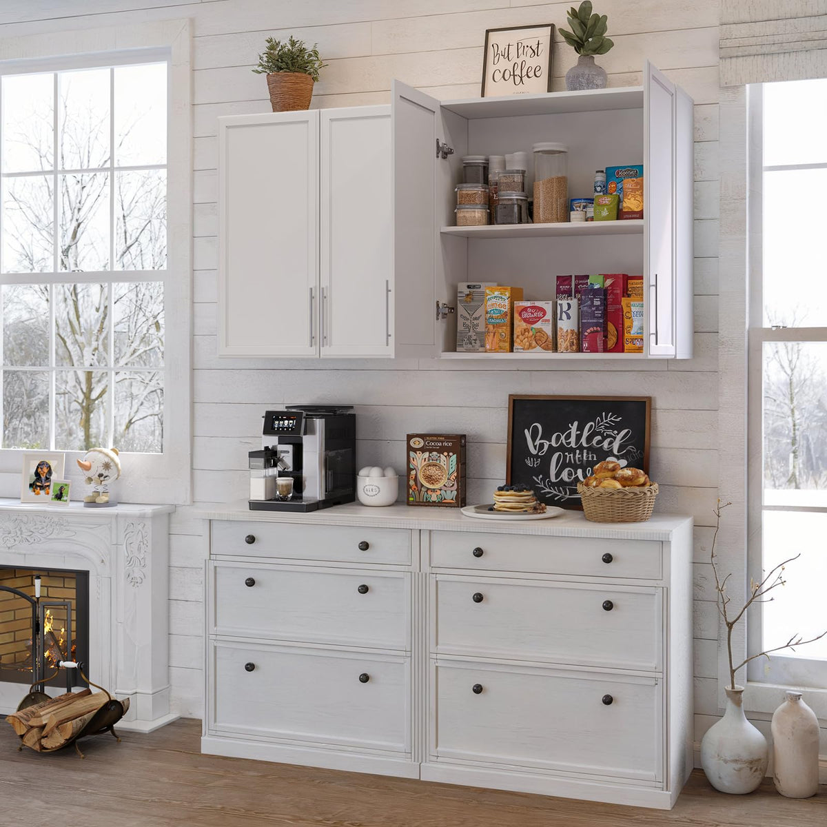 White Wall Cabinet with Adjustable Shelf P300164