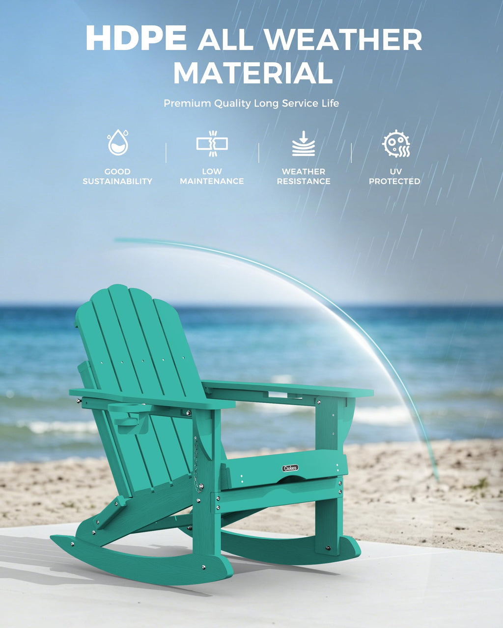 Adirondack Rocking Chair with Footrest W245829