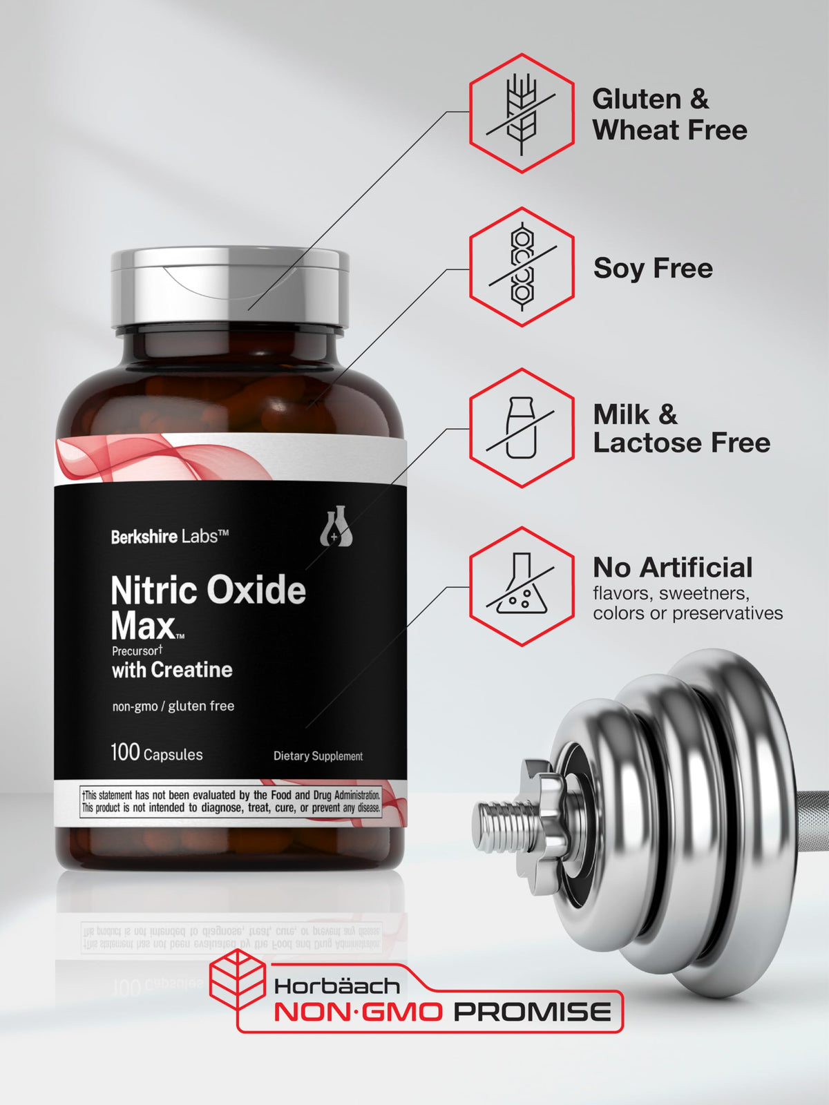 Nitric Oxide Supplement with Creatine Monohydrate 100 Capsules J4350