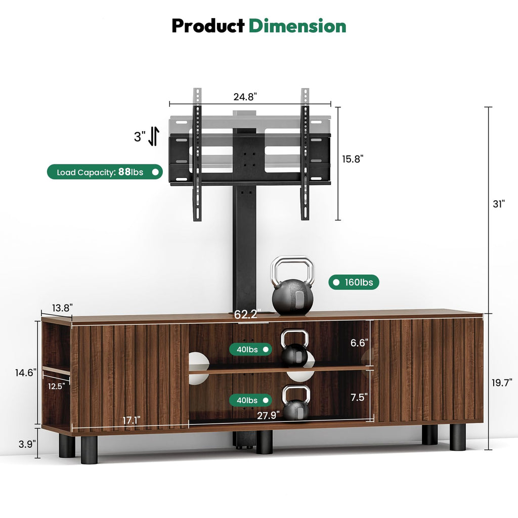 Walnut TV Stand with Mount for 65-75 Inch TV L17277