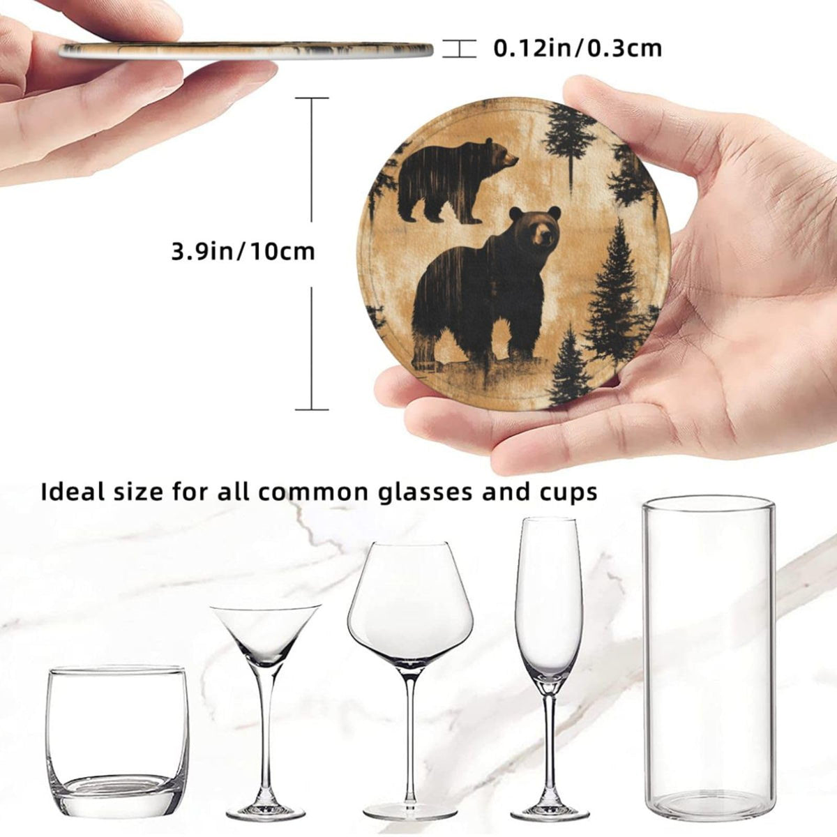 Black Leather Coasters with Holder V81502