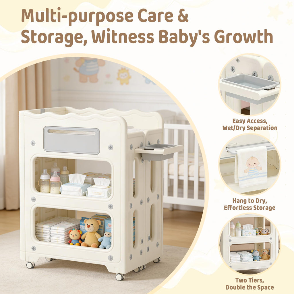 Foldable Portable Baby Changing Table with Storage Baskets L477