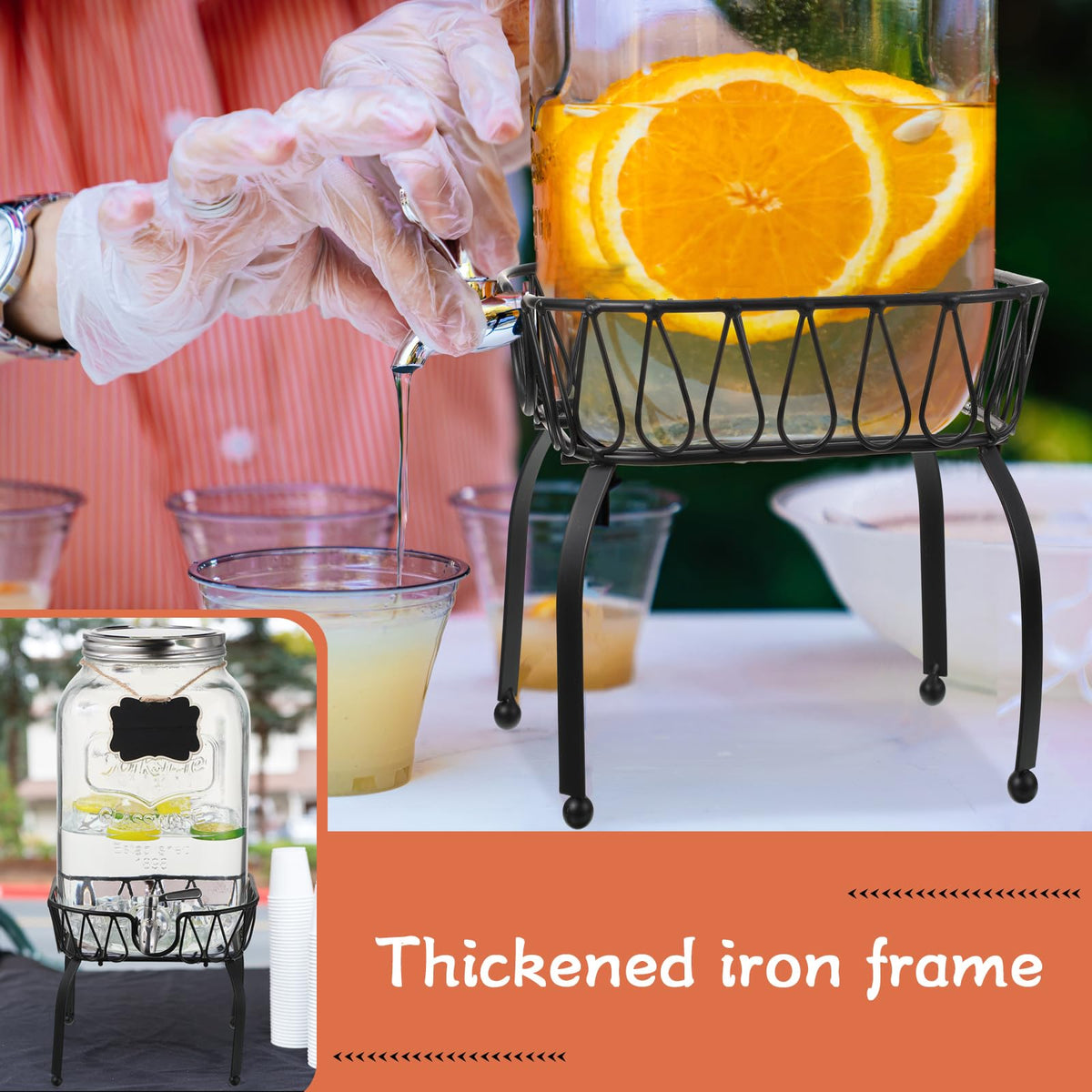 2 Pack 2 Gallon Glass Drink Dispenser with Stand A17318